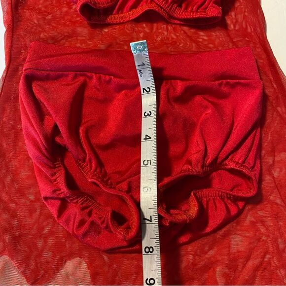 Kelle solo red 3 piece mesh sheer dress leotard Dance Costume MC-Medium child - Picture 5 of 9